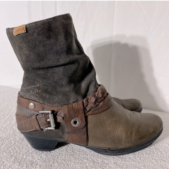 PIKOLINOS Two Tone Brown Leather Round Toe Ankle Boots 36 - Picture 1 of 15